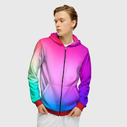 Толстовка 3D на молнии мужская Colorful gradient, цвет: 3D-красный — фото 2