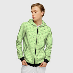 Толстовка 3D на молнии мужская Салатовый паттерн в мелкую полосочку, цвет: 3D-черный — фото 2