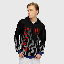 Толстовка 3D на молнии мужская Ведьмак- языки пламени, цвет: 3D-синий — фото 2