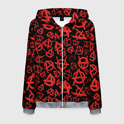 Мужская толстовка на молнии Узор анархия красный