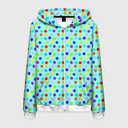 Толстовка 3D на молнии мужская Яркий паттерн в горошек, цвет: 3D-белый