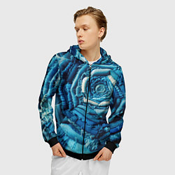 Толстовка 3D на молнии мужская Джинсовая роза - нейросеть, цвет: 3D-черный — фото 2
