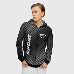 Толстовка 3D на молнии мужская Genesis sport carbon, цвет: 3D-черный — фото 2