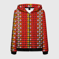 Толстовка 3D на молнии мужская Красные плитки, цвет: 3D-черный