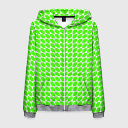 Толстовка 3D на молнии мужская Зелёные лепестки шестиугольники, цвет: 3D-меланж