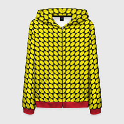 Толстовка 3D на молнии мужская Жёлтые лепестки шестиугольники, цвет: 3D-красный