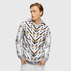Толстовка 3D на молнии мужская Чёрные и жёлтые полосы на белом фоне, цвет: 3D-меланж — фото 2