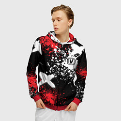 Толстовка 3D на молнии мужская Логотип Чанган на фоне брызг красок, цвет: 3D-красный — фото 2