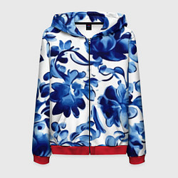 Мужская толстовка на молнии Гжель акварель