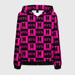 Мужская толстовка на молнии BTS pattern pink logo