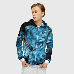 Толстовка 3D на молнии мужская Ледяной абстрактный куб, цвет: 3D-белый — фото 2