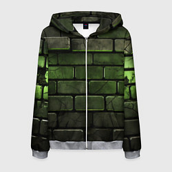 Мужская толстовка на молнии Зеленые неоновые кирпичи