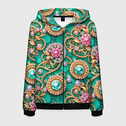 Мужская толстовка на молнии Ювелирные бирюзовые украшение с золотом и бриллиан