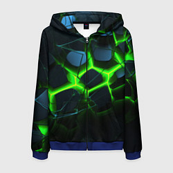 Мужская толстовка на молнии Зеленый неон и разлом плит