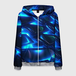 Мужская толстовка на молнии Синие абстрактные неоновые плиты