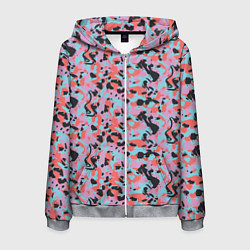 Толстовка 3D на молнии мужская Неоновый пиксельный камуфляжный паттерн, цвет: 3D-меланж