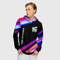 Толстовка 3D на молнии мужская Tokyo Ghoul speed anime lights, цвет: 3D-черный — фото 2