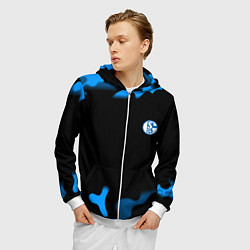 Толстовка 3D на молнии мужская Schalke 04 fc camo, цвет: 3D-белый — фото 2