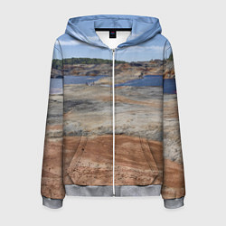 Толстовка 3D на молнии мужская Карьер Уральский марс, цвет: 3D-меланж