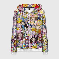 Мужская толстовка на молнии Right now NewJeans and Takashi Murakami