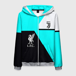 Толстовка 3D на молнии мужская Juventus x Liverpool geometry, цвет: 3D-меланж