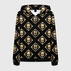 Толстовка 3D на молнии мужская Черепа текстурные, цвет: 3D-черный