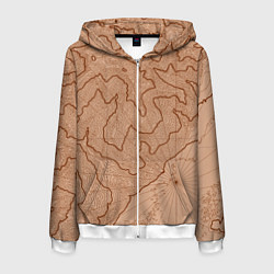 Толстовка 3D на молнии мужская Старая карта неизвестного мира, цвет: 3D-белый