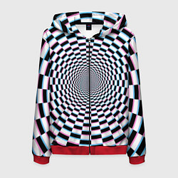 Толстовка 3D на молнии мужская Оптическая иллюзия с погружением, цвет: 3D-красный