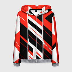 Мужская толстовка на молнии Black and red stripes on a white background