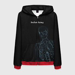 Толстовка 3D на молнии мужская Broken bones, цвет: 3D-красный
