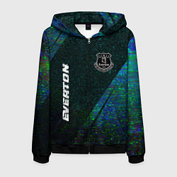 Толстовка 3D на молнии мужская Everton glitch blue, цвет: 3D-черный
