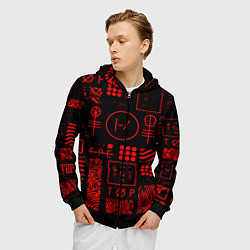 Толстовка 3D на молнии мужская Twenty one pilots pattern rock, цвет: 3D-черный — фото 2