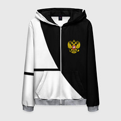 Толстовка 3D на молнии мужская Герб РФ текстура спорт, цвет: 3D-меланж
