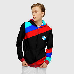 Толстовка 3D на молнии мужская BMW line sport, цвет: 3D-красный — фото 2