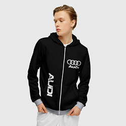 Толстовка 3D на молнии мужская AUDI sport white, цвет: 3D-меланж — фото 2