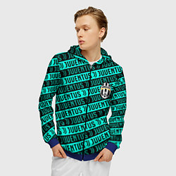 Толстовка 3D на молнии мужская Juventus pattern logo steel, цвет: 3D-синий — фото 2