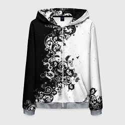 Толстовка 3D на молнии мужская Чёрно белый стильный узор, цвет: 3D-меланж