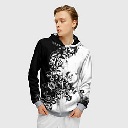 Толстовка 3D на молнии мужская Чёрно белый стильный узор, цвет: 3D-меланж — фото 2