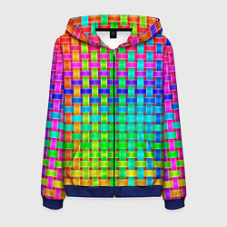 Толстовка 3D на молнии мужская Переплетенные радужные ленты, цвет: 3D-синий