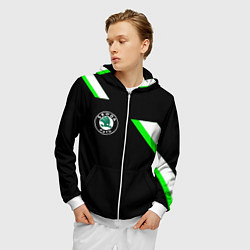 Толстовка 3D на молнии мужская Skoda geometry, цвет: 3D-белый — фото 2