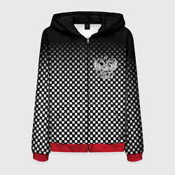 Толстовка 3D на молнии мужская Россия клетка паттерн, цвет: 3D-красный