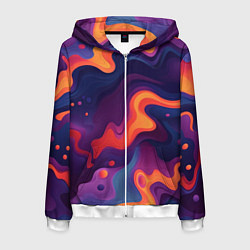 Толстовка 3D на молнии мужская Неоновый спектр, цвет: 3D-белый