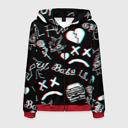 Толстовка 3D на молнии мужская Lil Peep logo glitch, цвет: 3D-красный