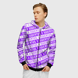 Толстовка 3D на молнии мужская Juventus pattern, цвет: 3D-черный — фото 2