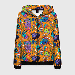 Толстовка 3D на молнии мужская Мультяшные зверушки, цвет: 3D-черный