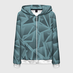 Толстовка 3D на молнии мужская Абстракция разбитое стекло, цвет: 3D-белый