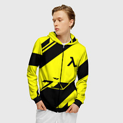 Толстовка 3D на молнии мужская Half life geometry, цвет: 3D-черный — фото 2