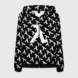 Толстовка 3D на молнии мужская Half liife logo pattern, цвет: 3D-черный