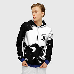 Толстовка 3D на молнии мужская Juventus smoke black fire, цвет: 3D-синий — фото 2