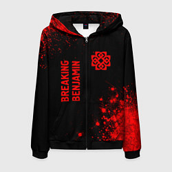 Толстовка 3D на молнии мужская Breaking Benjamin - red gradient вертикально, цвет: 3D-черный